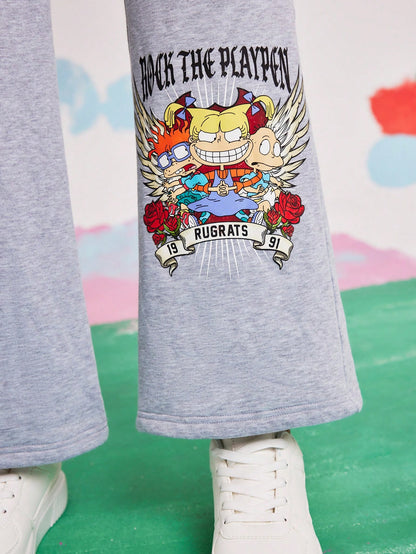 Nick 90s | SHEIN Pantalón de chándal con estampado de dibujos animados para mujer