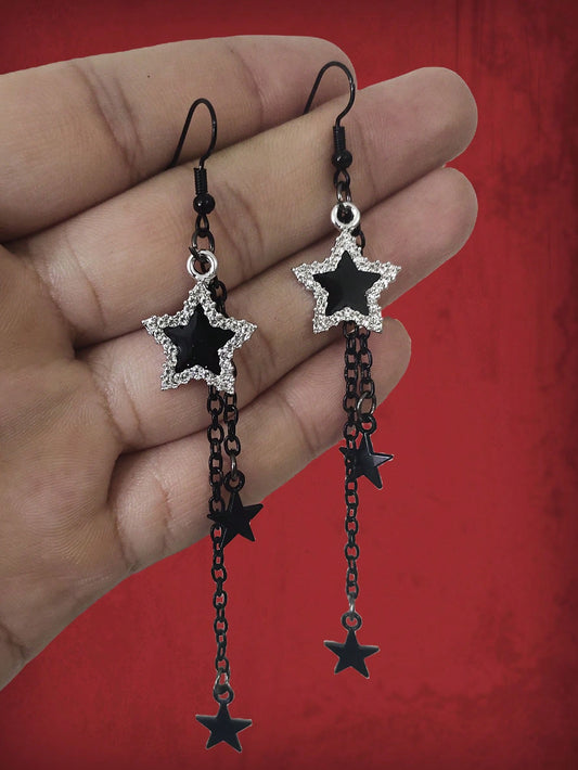 ROMWE Goth 1 par Pendientes largos moda aleación de zinc con estrella para mujeres para regalo de citas