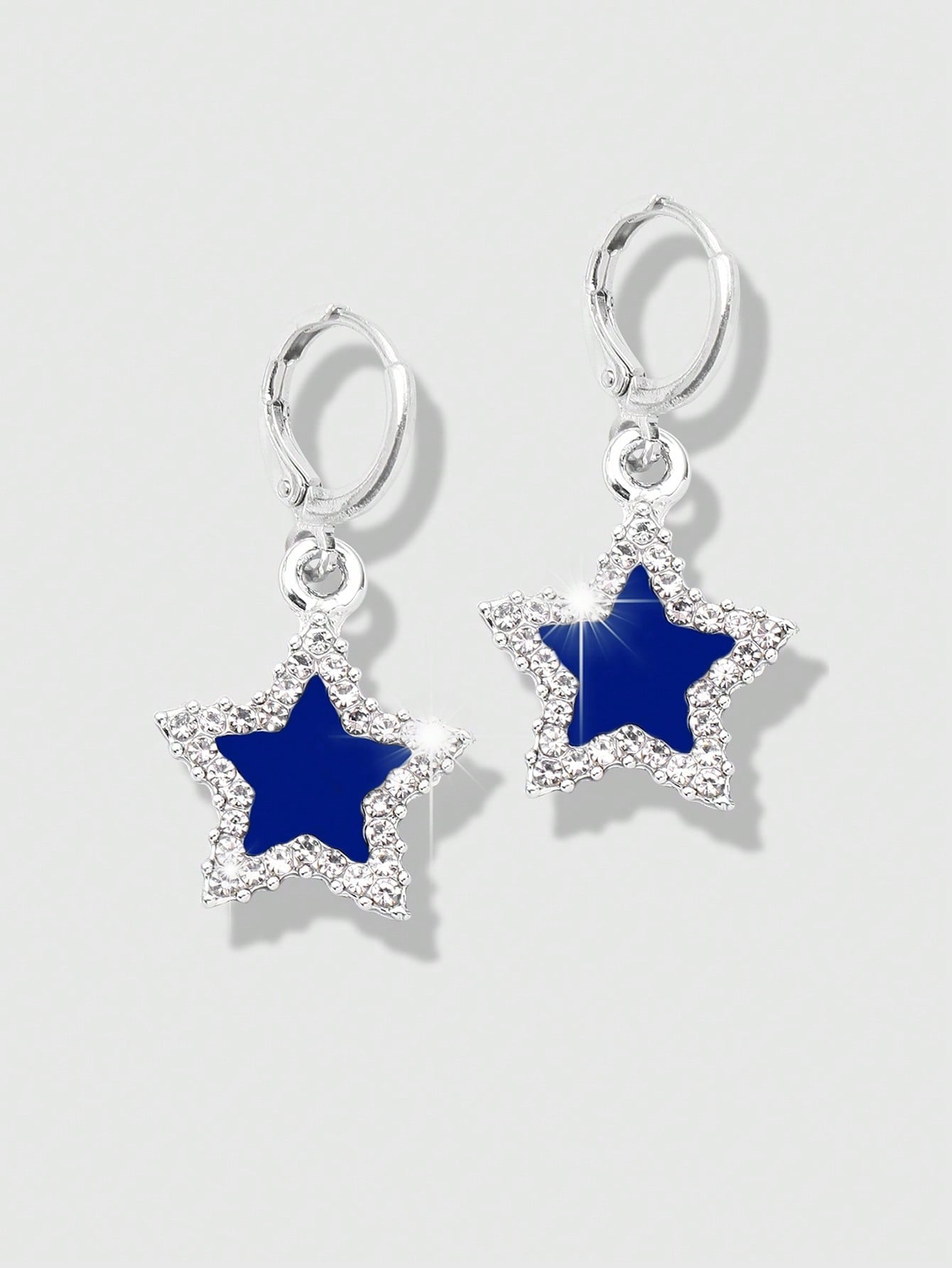 ROMWE Street Life 1 par Pendientes largos moda aleación de zinc con estrella con diseño de diamante de imitación para mujeres para decoración diaria