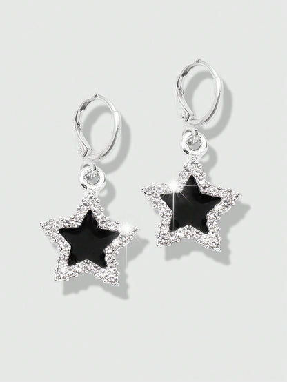 ROMWE Street Life Pendientes largos con diamante de imitación con estrella