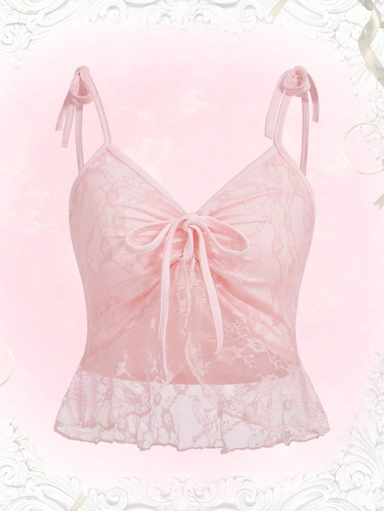 ROMWE Kawaii Top de tiras con hombros con lazo en contraste, escolar