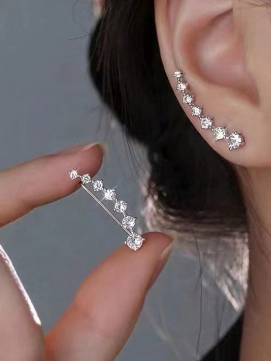 1 par de pendientes de aro de estilo francés de aleación a la moda con diseño elegante y minimalista