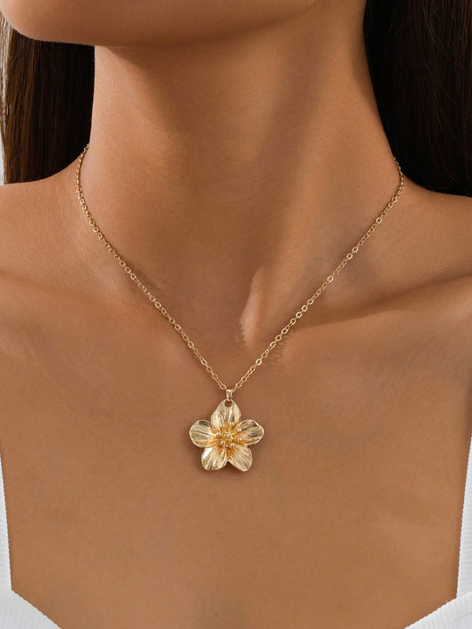 1 pieza Collar con colgante de flor dorada con forma de dopamina multicolor, regalo de boda para mujeres