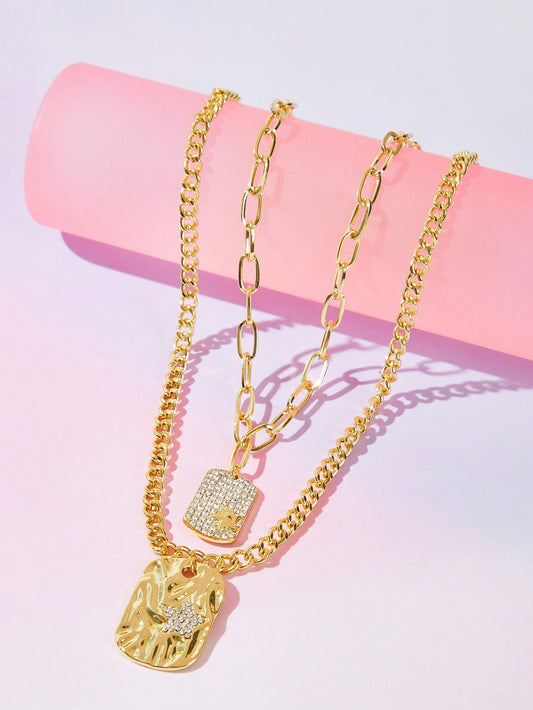 SHEIN X KAREN BARRERA SHEIN BAE MS - Collar con colgante de estrella con diamantes
