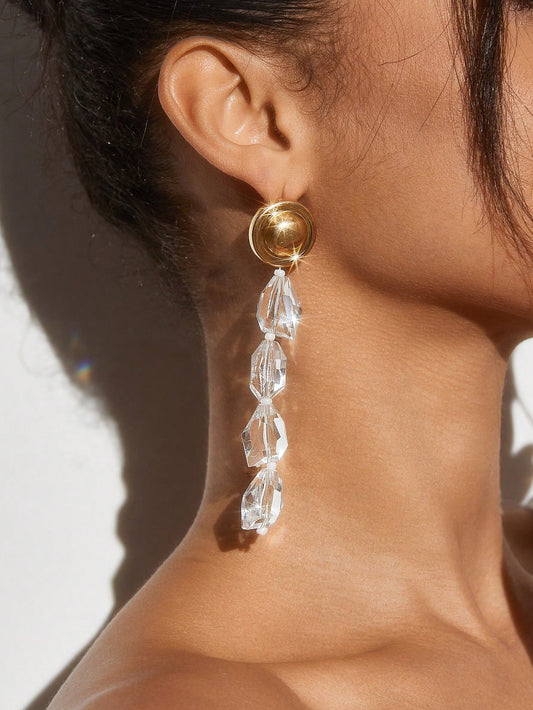 SHEIN BAE Pendientes colgantes transparentes, adecuados para uso diario, cita, vacaciones o bodas para mujeres
