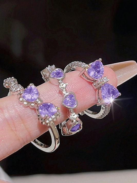 Conjunto De 3 Anillos De Moda Con Decoración De Mariposa, Corazón Y Diamante De Imitación Estilo Y2k Para Mujeres. Perfecto Para Citas, Fiestas, Regalos Del Día De San Valentín O Uso Diario.