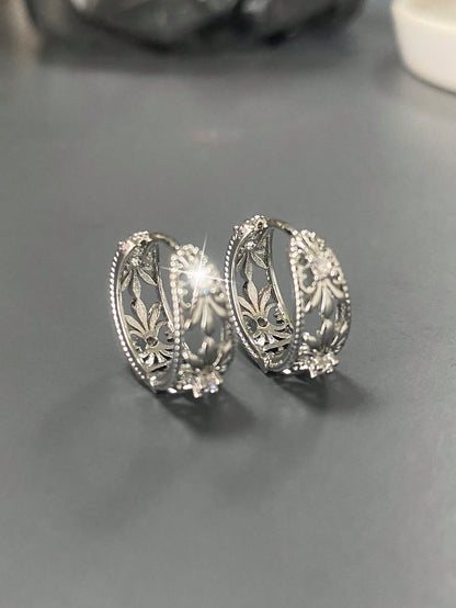 1 Par De Elegantes Aretes De Círculo Geométrico De Cobre Incrustado Con Circonia, Mejor Para Obsequiar En Una Cita