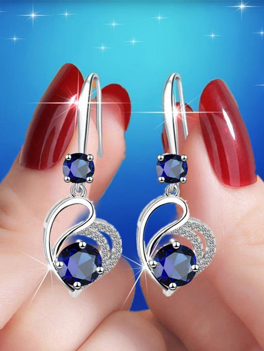 Pendientes A cristal transparente con exquisito plata color en forma de corazón para mujeres , A creativo Día de San Valentín regalo