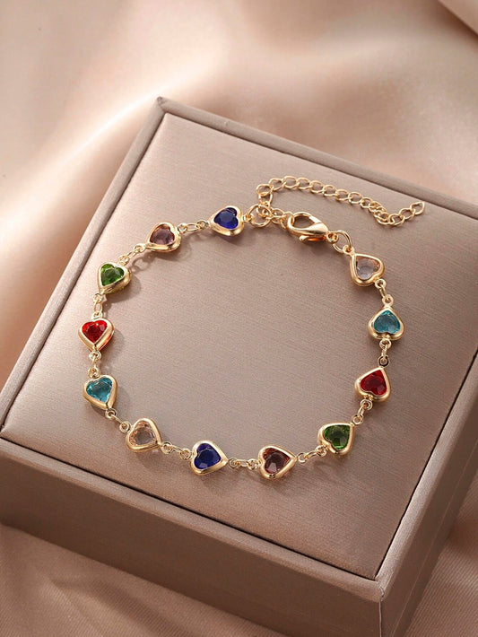 1 pieza Pulsera tobillera de colores en forma de corazón
