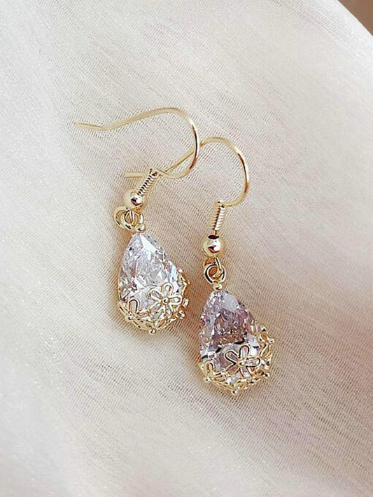 1 par Pendientes con gota de agua zirconia cúbica