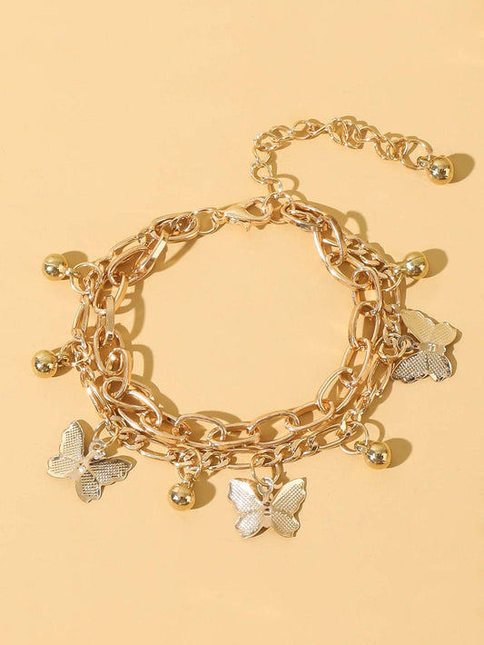 1 pieza Pulsera moda cadena con diseño de mariposa para mujeres para verano vacación fiesta playa de viaje