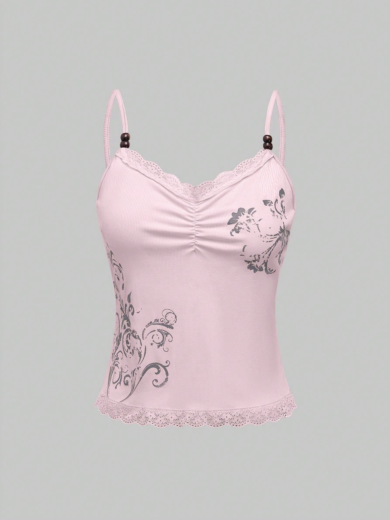 ROMWE Fairycore Camiseta sin tirantes casual y sencilla con estampado floral para mujer