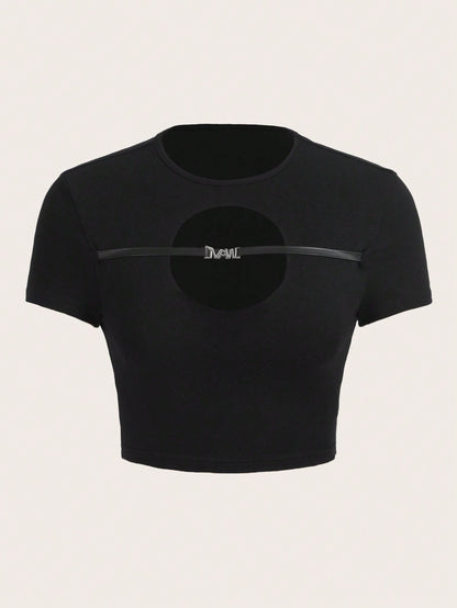 SHEIN ICON Camiseta crop con abertura delantera
