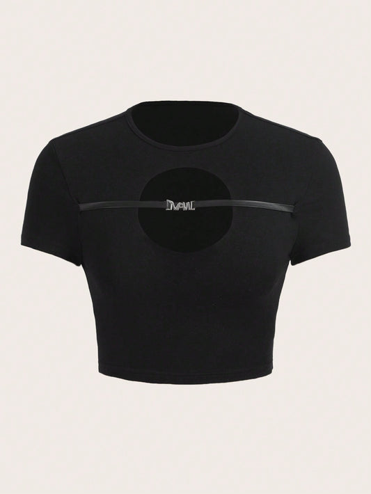 SHEIN ICON Camiseta crop con abertura delantera