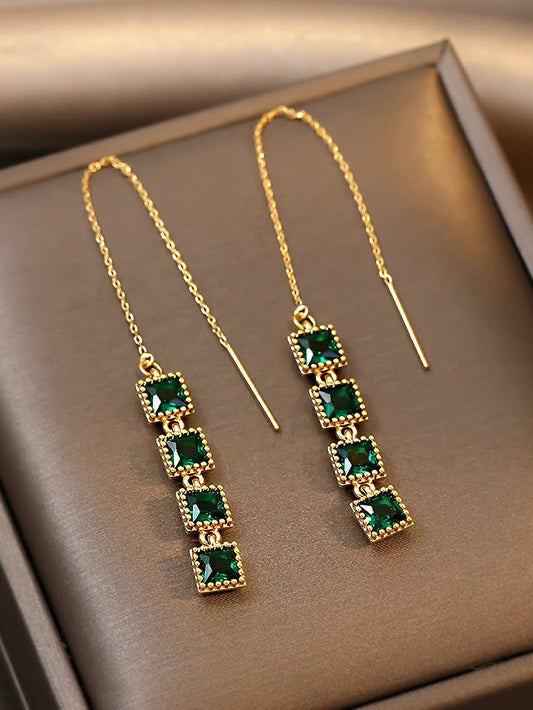 Andkiss Aretes Colgantes Decorados Con Diamantes De Imitación De Forme Geométrica