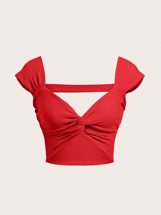 SHEIN WYWH Top corto girante delantero de espalda abierta