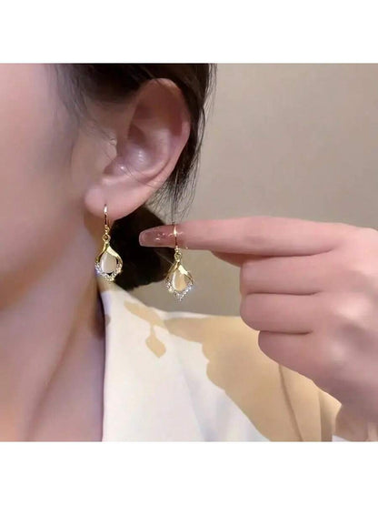 1 par de pendientes elegantes y lujosos de ágata verde ligeros para mujeres, regalo para citas, banquetes y fiestas