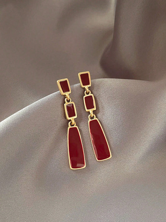 1 Par De Aretes Largos Geométricos Vintage Y Minimalistas