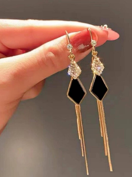 1 par Pendientes largos moda aleación de zinc con diamante de imitación para mujeres para vida diaria