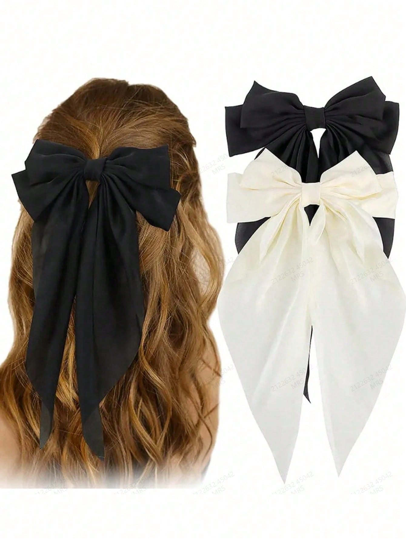 1 pieza-2 piezas Pasador para el cabello de satén con diseño de lazo oversize para mujeres, tocado retro de moda, diadema elegante para uso diario o vestir de forma linda, escuela, Halloween
