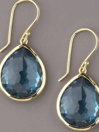 Aretes Colgantes Decorados Con Piedras Preciosas Naturales De Forma De Lágrima Azul, Joyería Elegante De Estilo Bohemio Boho, Ornamentación De Banquete