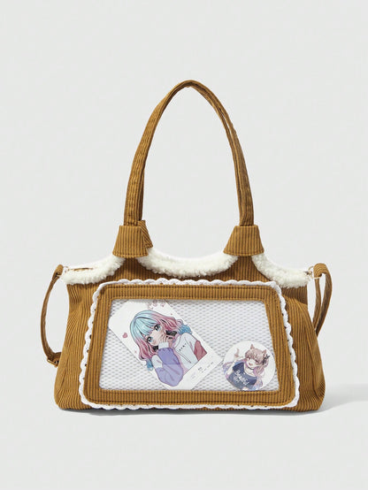 ROMWE Kawaii Bolso de hombro adorable con acento suave y de estilo anime