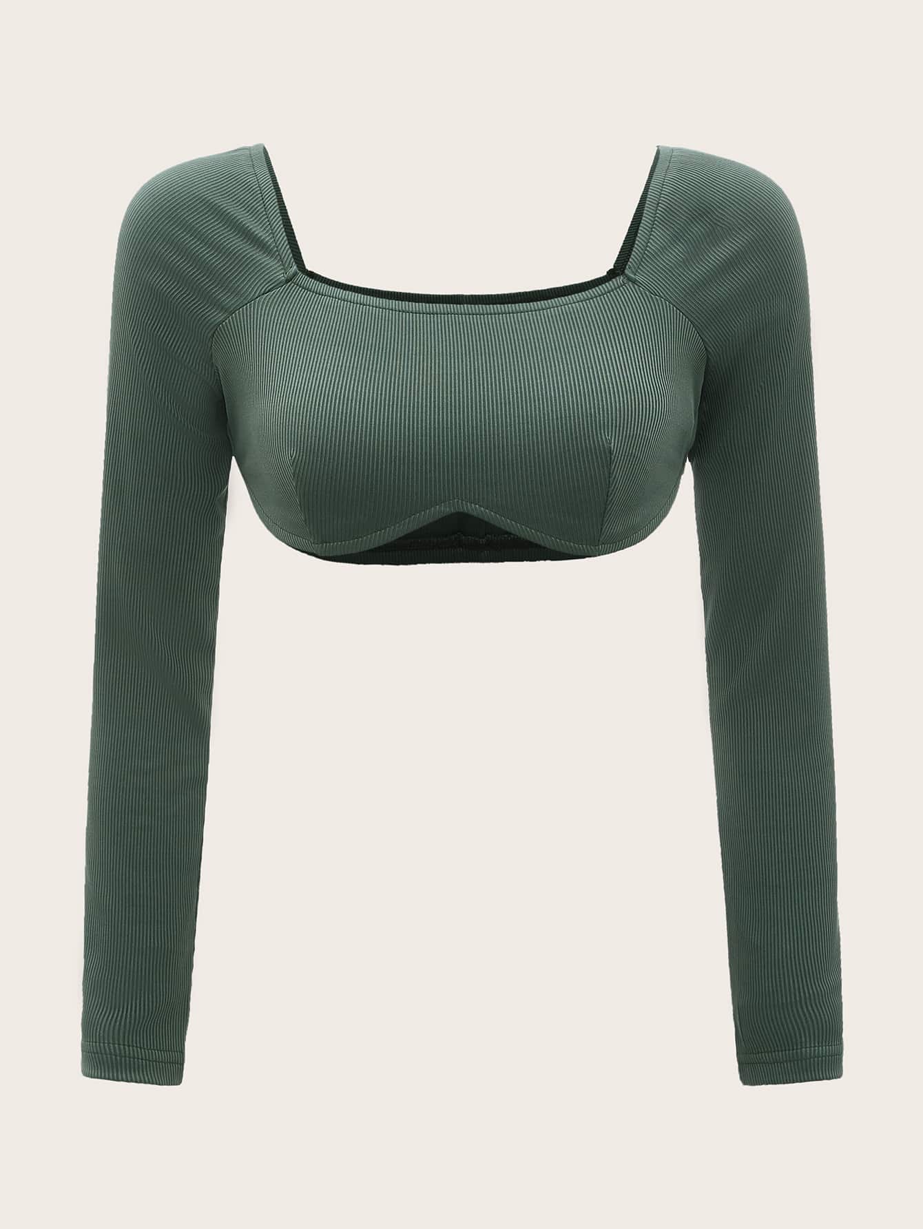 ROMWE Camiseta De Manga Raglán Acanalada