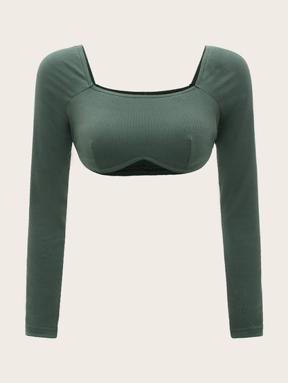 ROMWE Camiseta De Manga Raglán Acanalada