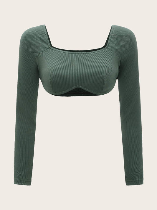 ROMWE Camiseta De Manga Raglán Acanalada