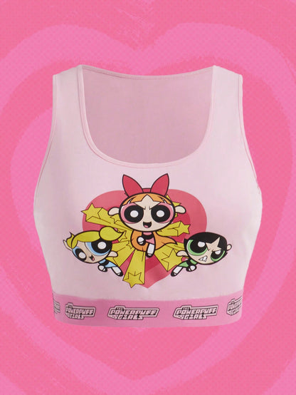 The Powerpuff Girls | ROMWE Camiseta Sin Mangas De Talla Grande Con Estampado De Dibujos Animados
