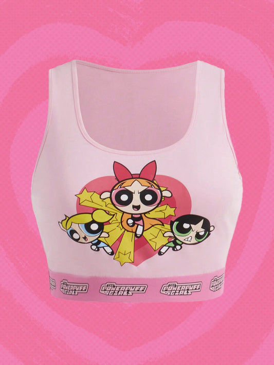 The Powerpuff Girls | ROMWE Camiseta Sin Mangas De Talla Grande Con Estampado De Dibujos Animados