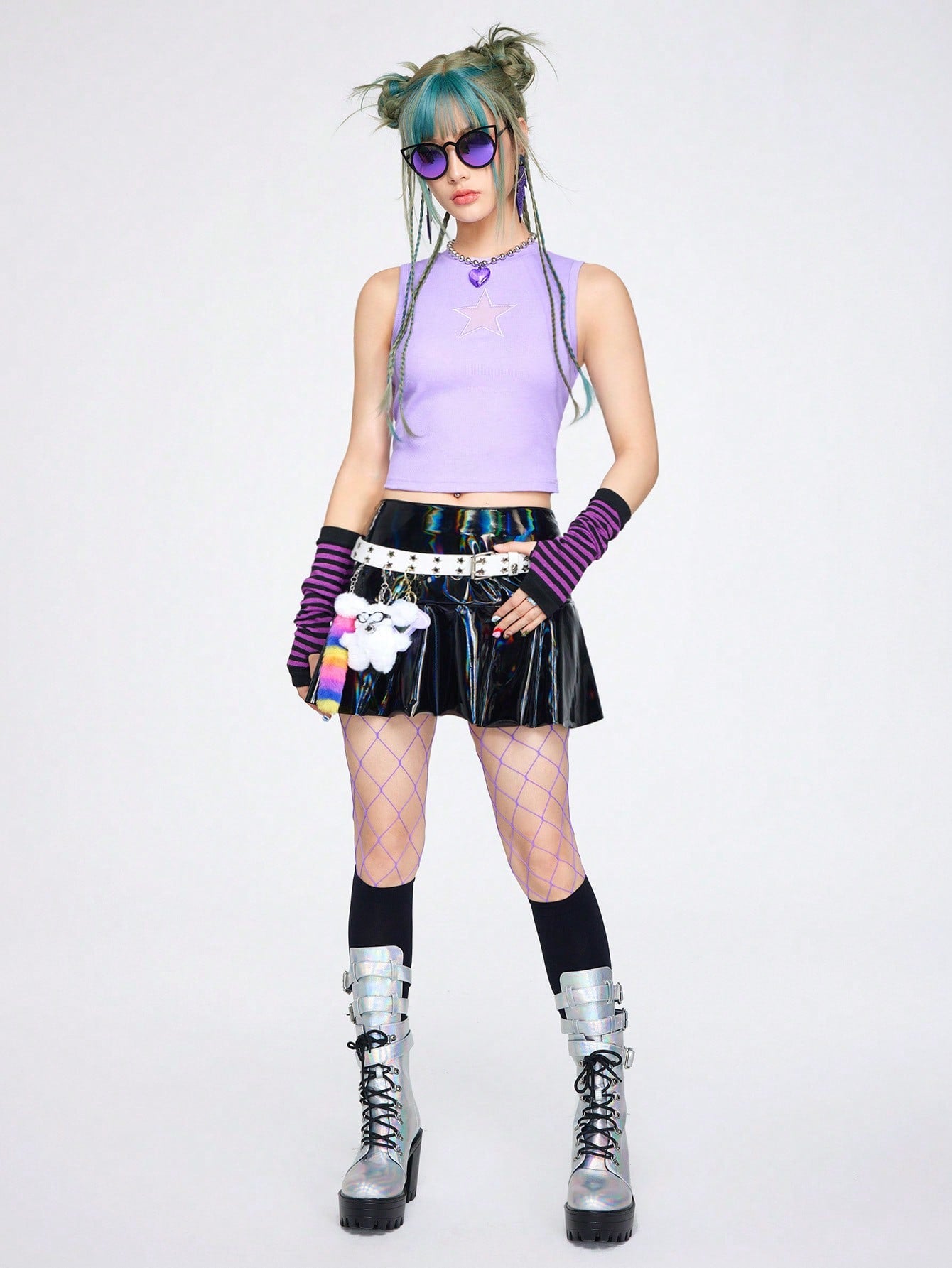 ROMWE Kawaii Top corto acanalado con bordado de estrella para el verano estilo Y2K