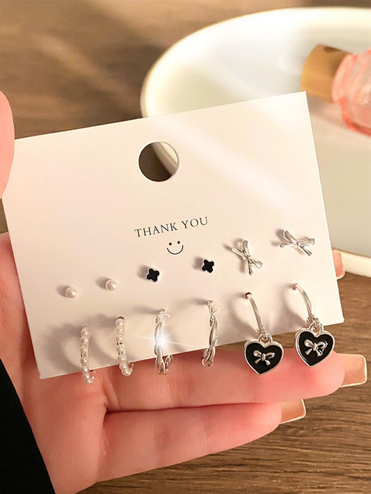 6 de verano pequeño fresco de mujeres con estrella Love Pendientes colgante Set
