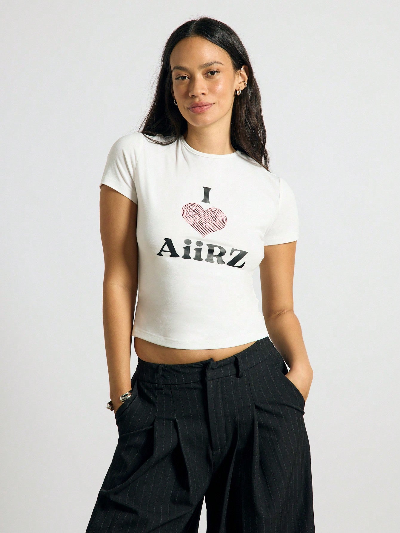 AiiRZ Camiseta ajustada con estampado gráfico "I Love AiiRZ"