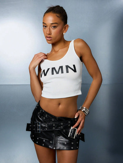 SUMWON WOMEN Top corto ajustado con estampado gráfico