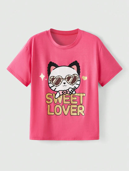 ROMWE Kawaii Camiseta Linda Impresa Con Letra Y2k Y Caricatura Para Mujeres