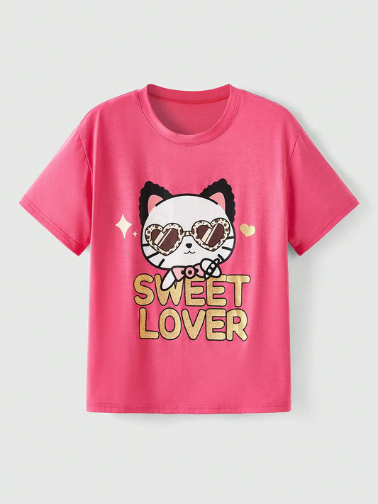 ROMWE Kawaii Camiseta Linda Impresa Con Letra Y2k Y Caricatura Para Mujeres