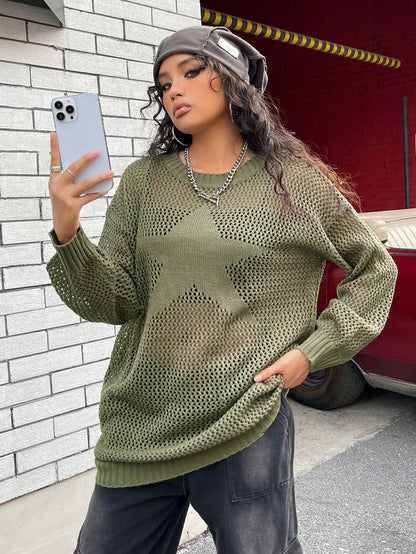 SHEIN EZwear Vestido de punto de hombros caídos de punto de malla sin sujetador