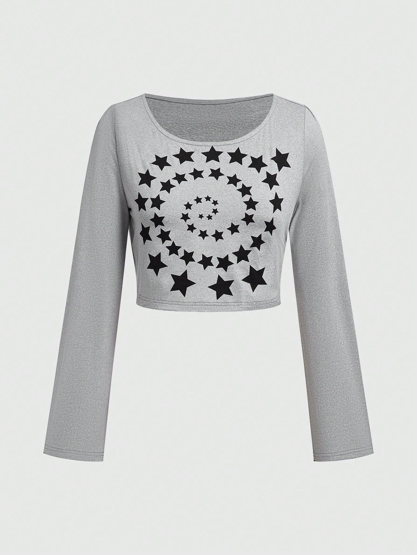 ROMWE Grunge Punk Camiseta Con Estampado De Estrellas Para Mujer