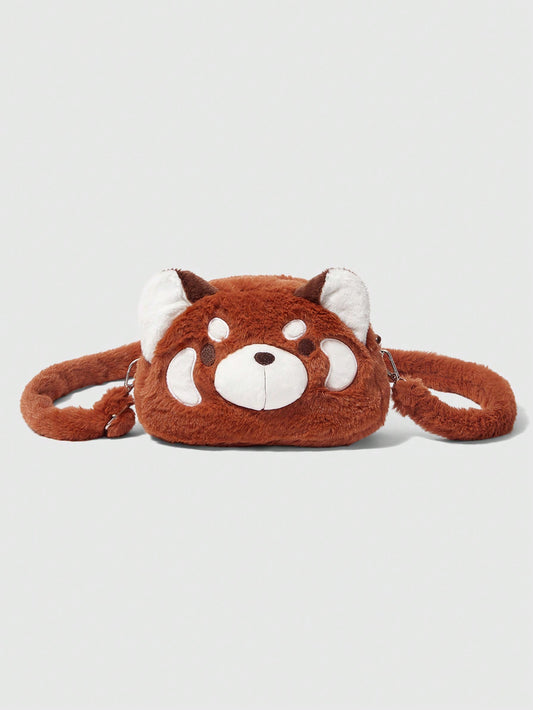ROMWE Kawaii 1 pieza Nuevo bolso bandolera o cruzado casual con diseño de mapache marrón lindo y de dibujos animados