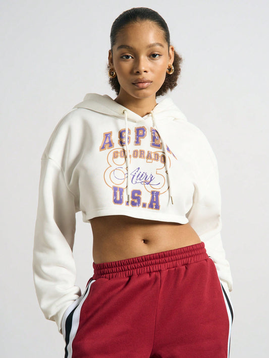 AiiRZ Sudadera corta oversize con estampado gráfico delantero