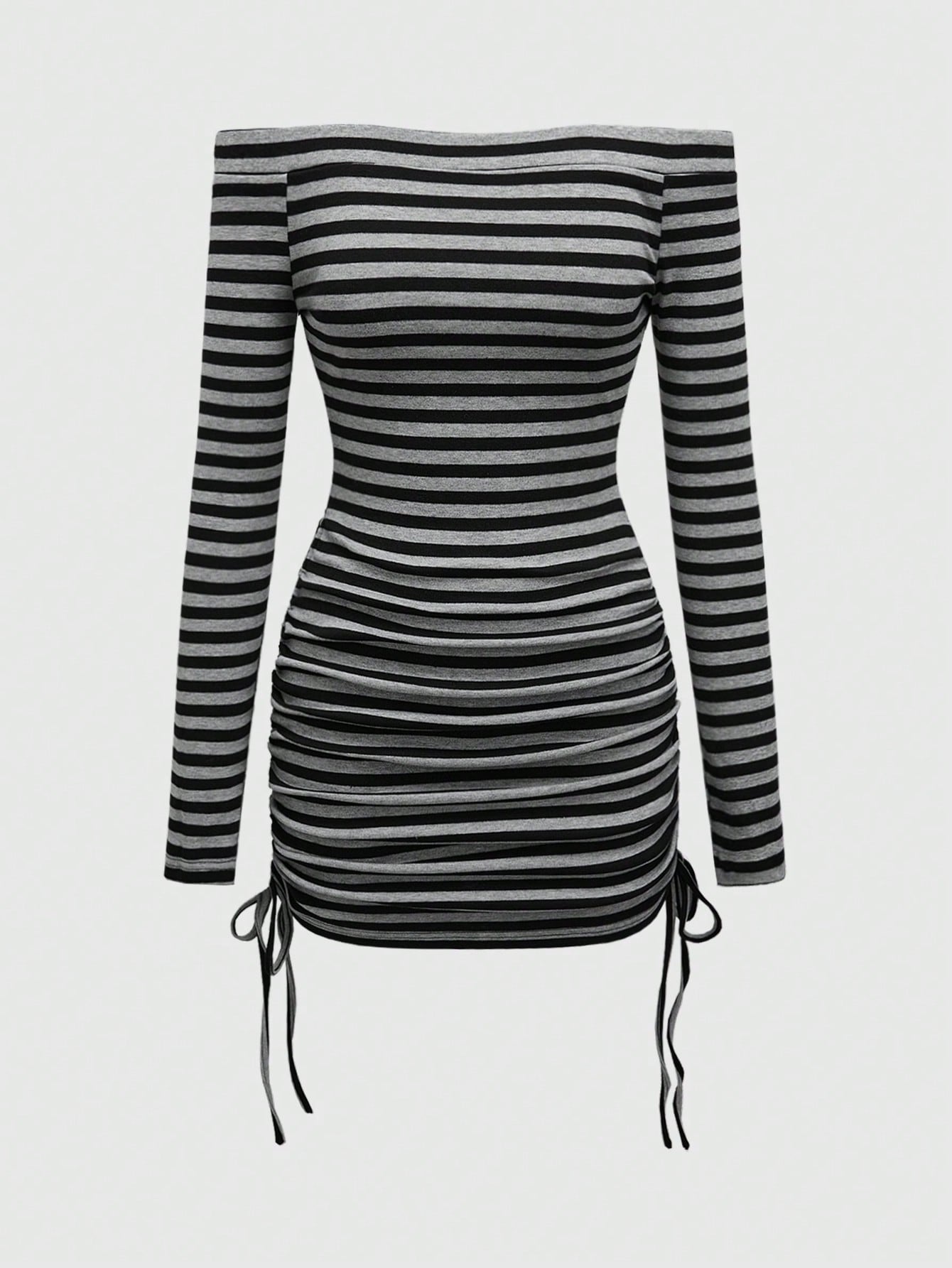 ROMWE Avant Vestido mini ajustado con hombros descubiertos y cordón de estilo Y2K