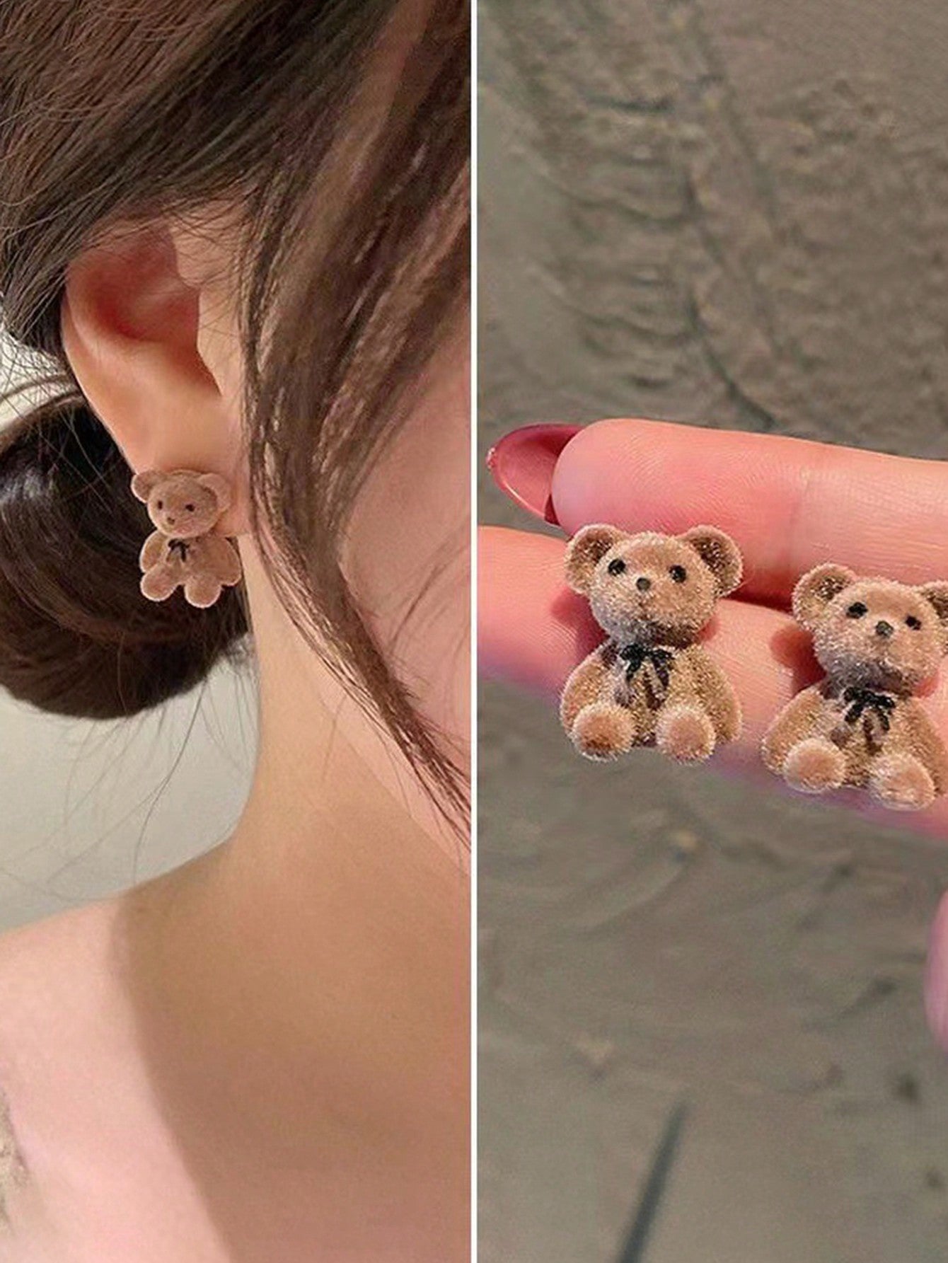 1 par de aretes de oso de peluche lindos, buen accesorio para uso diario de niñas