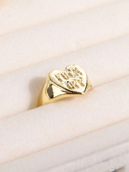 1 anillo minimalista de diseño de letra dorada con la palabra FUCKOFF grabada en inglés, anillo de índice exquisito de joyería