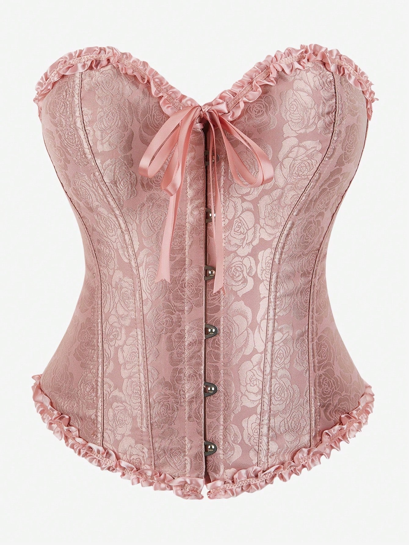 Corpiño de busto alto clásico, corsé sin tirantes con ajuste ceñido, ajustado con boning y ribete de volantes, adecuado para vestidos de gala, fiestas de disfraces y ropa exterior