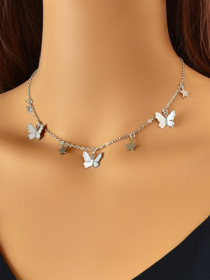 Collar con estrella & con accesorio de mariposa