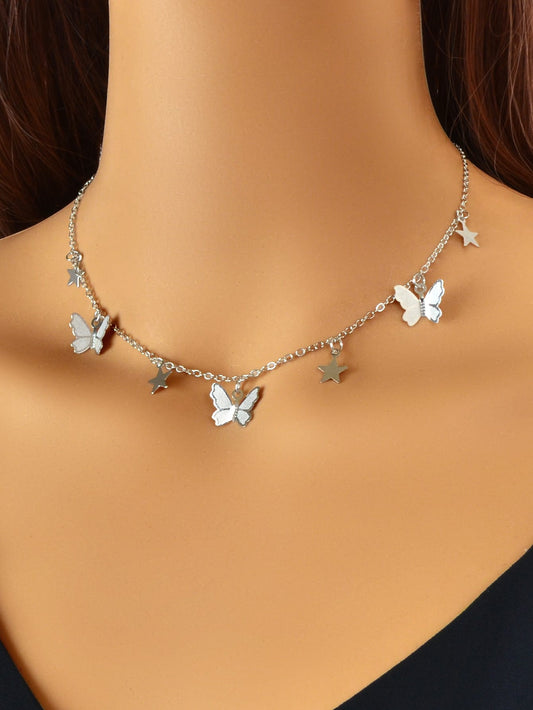 Collar con estrella & con accesorio de mariposa