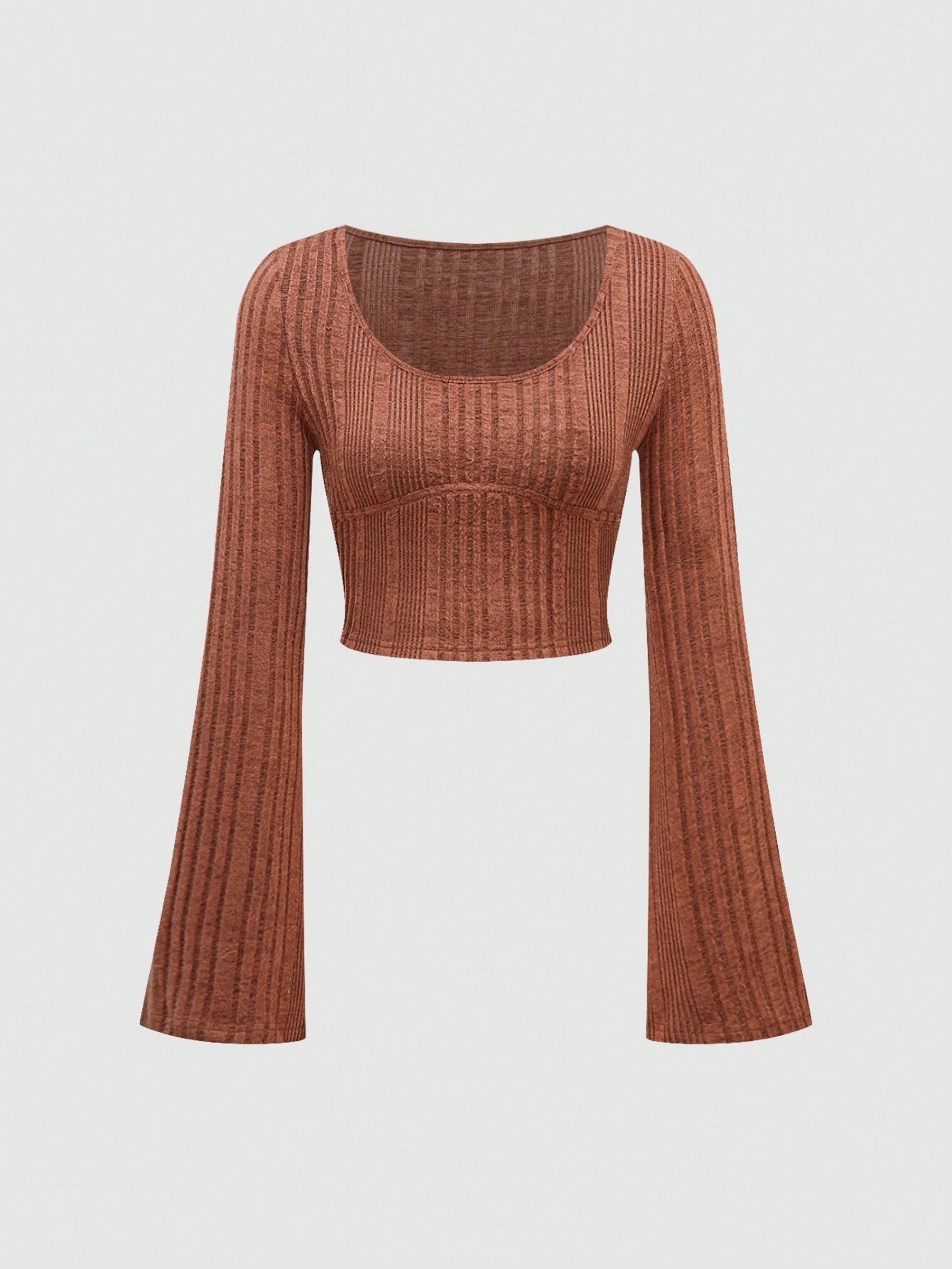 SHEIN Sweetro Parte superior de manga de campana de unicolor casual para mujer, primavera/otoño
