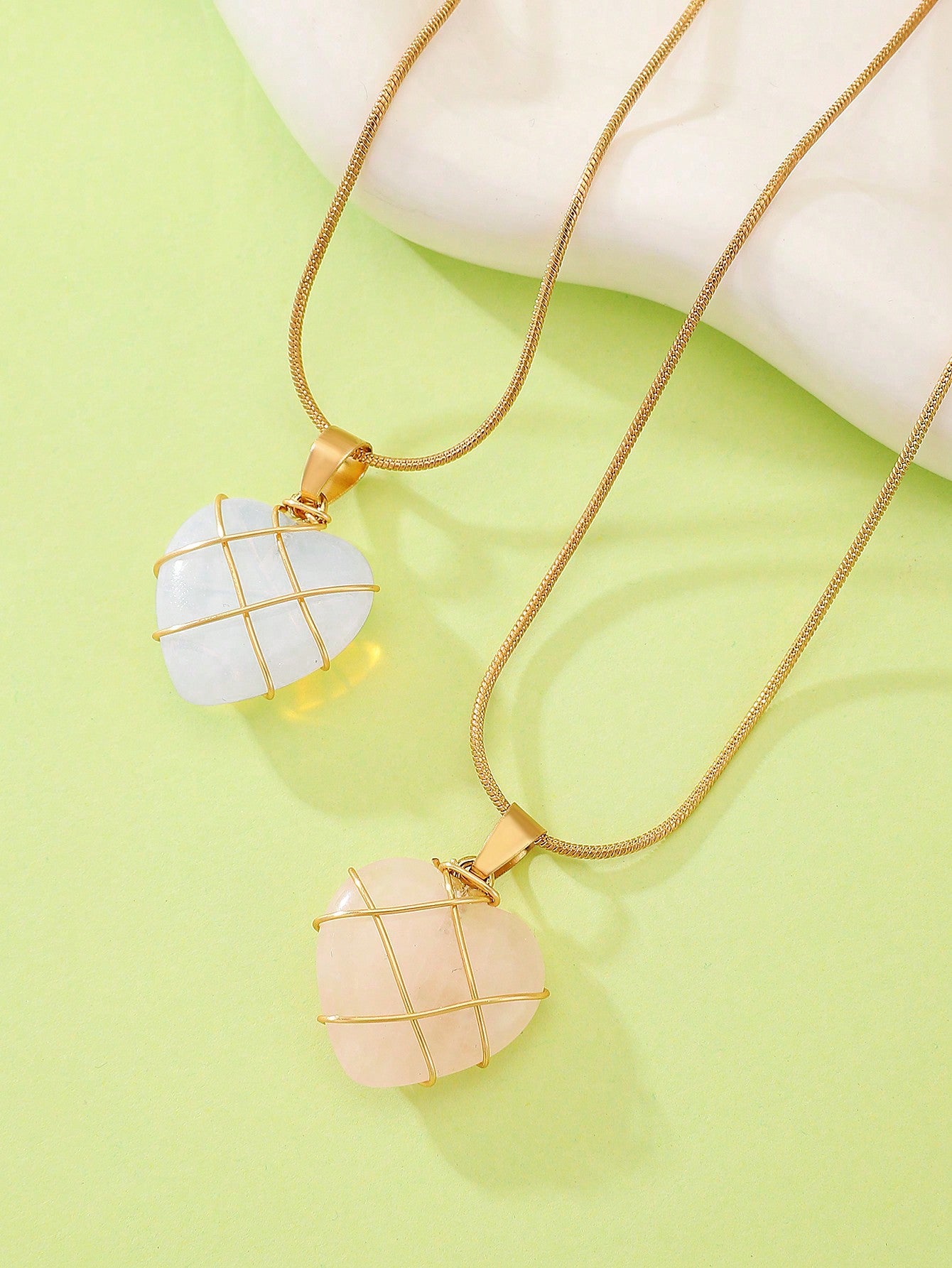 1 pieza Collar de clavícula con diseño envolvente en forma de corazón de cristal y cuarzo rosa, joyería única pero elegante para San Valentín