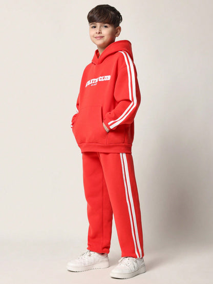 SUMWON Conjunto de 2 piezas para niños preadolescentes compuesto por sudadera con capucha de ajuste regular y pantalón deportivo cómodos con cinta lateral y estampado gráfico
